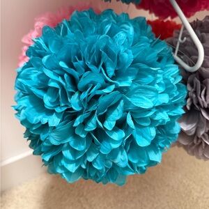 Hobby Lobby Teal Faux Flower Ball- qty 1